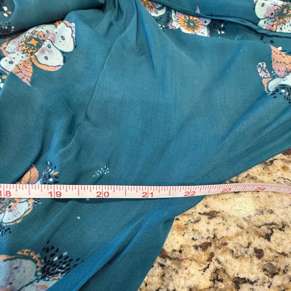 Free People teal floral boho top dolman long sleeve SZ XS - Picture 9 of 14
